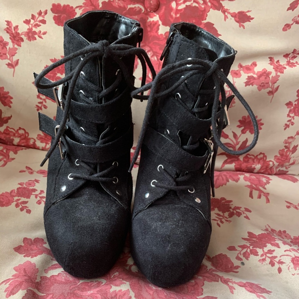 Combat heel boots